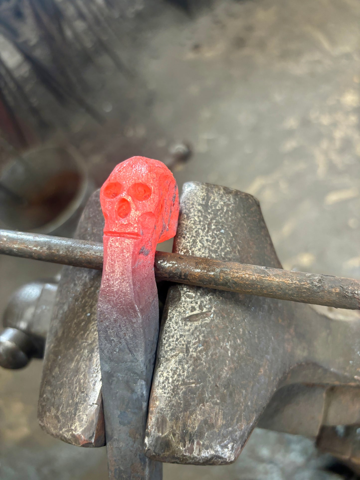 Hand forged Skull fire poker, Halloween special!