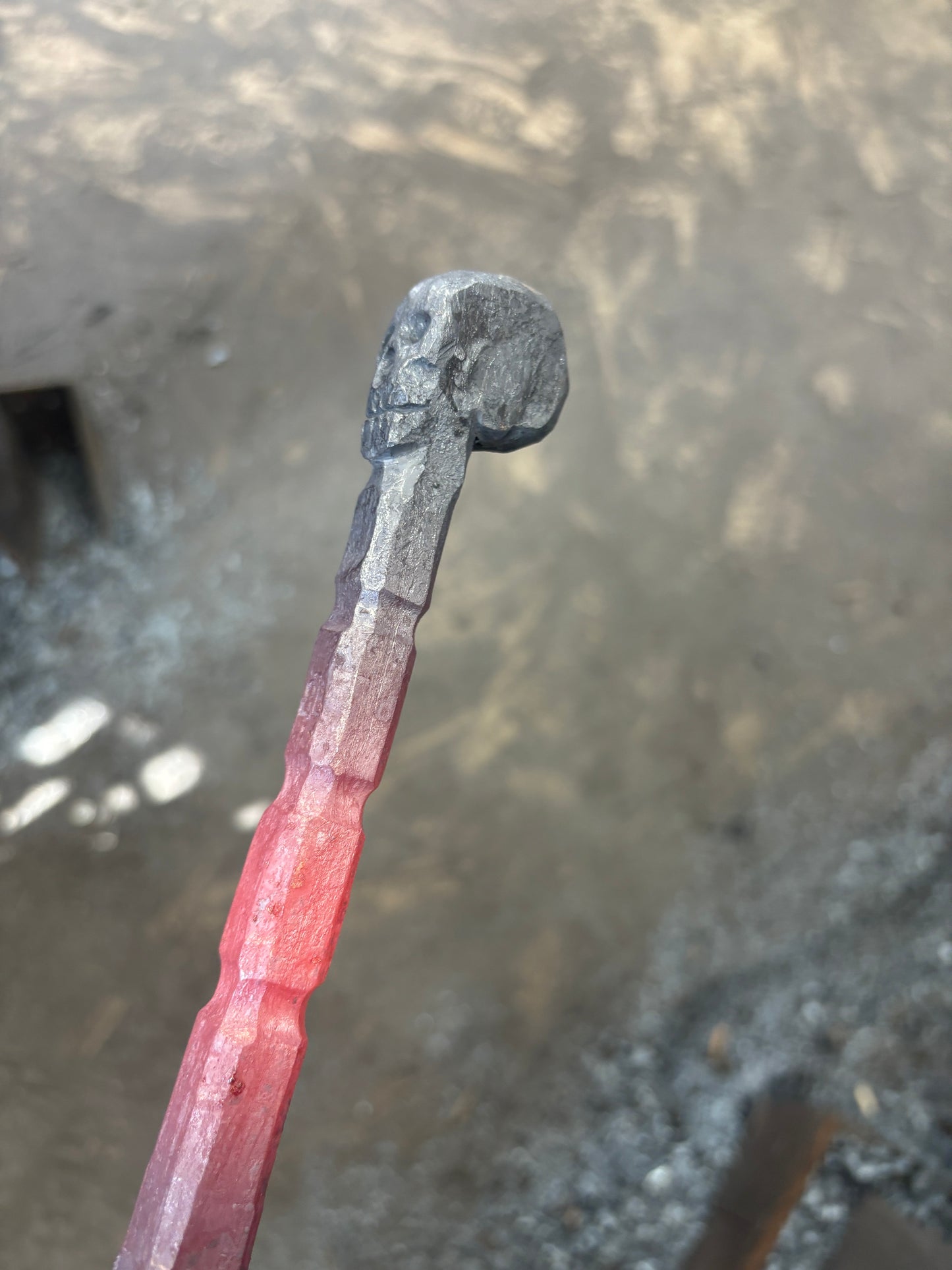 Hand forged Skull fire poker, Halloween special!