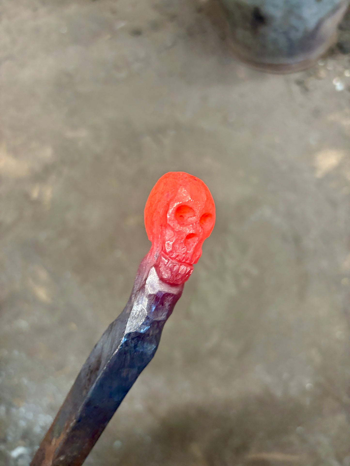 Hand forged Skull fire poker, Halloween special!