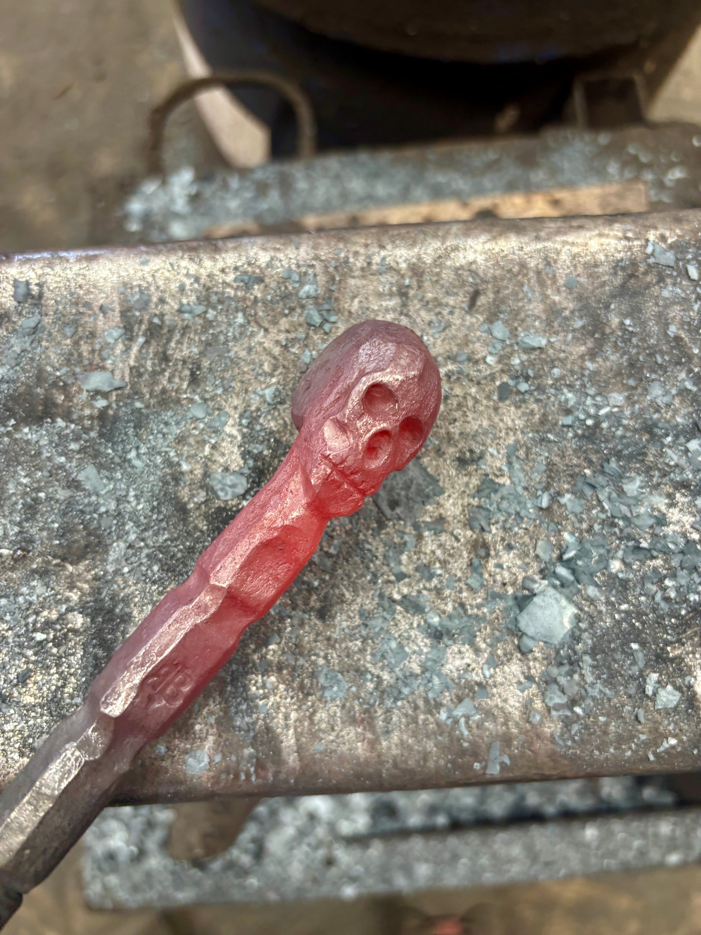 Hand forged Skull fire poker, Halloween special!