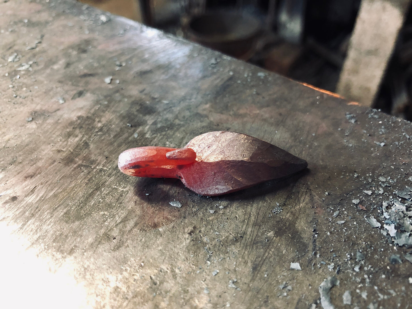 Hand forged leaf keyring/key fob/Blacksmith leaf