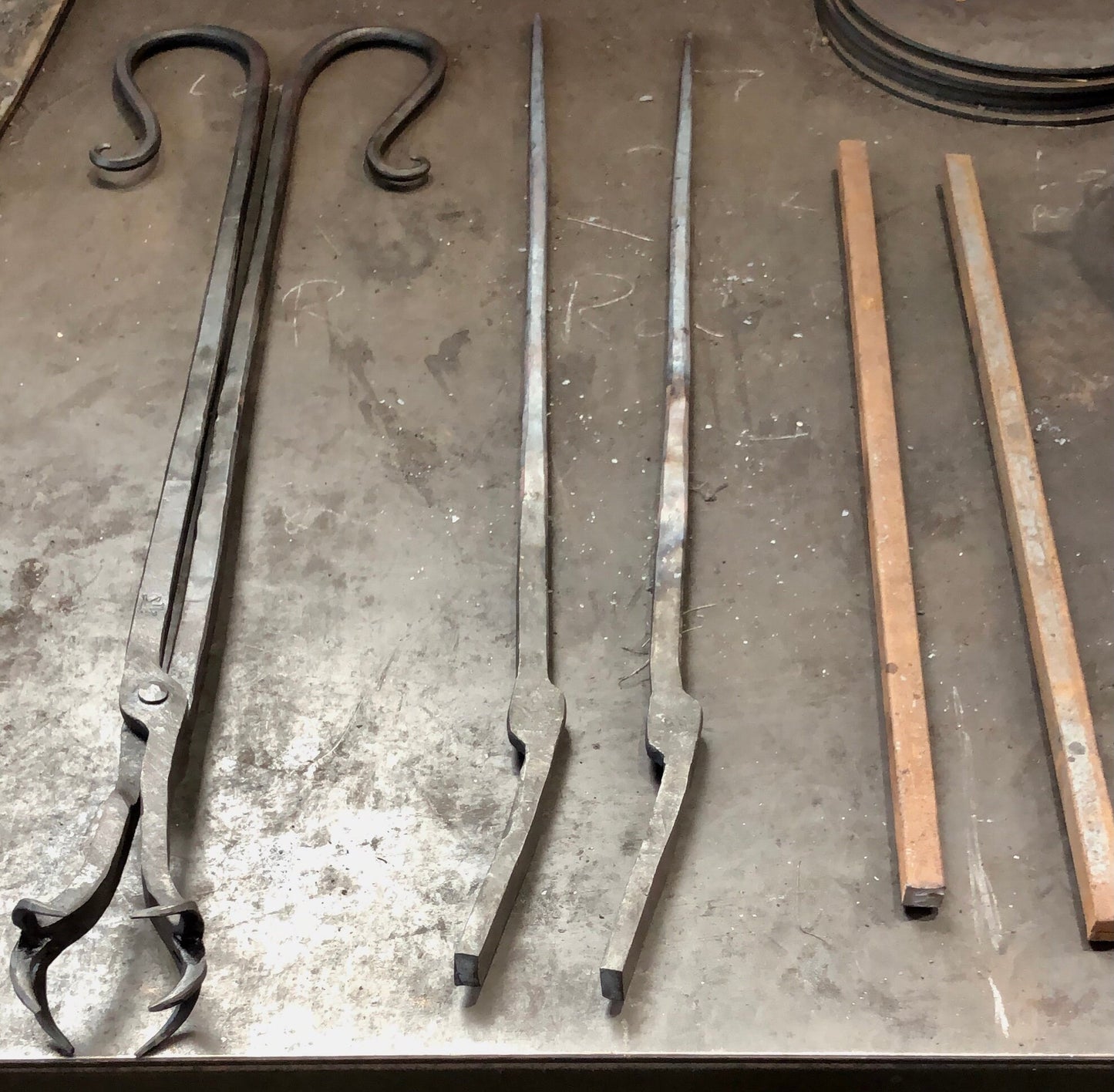 Large Fire pit/fireplace tongs. Heavy duty, forged from solid steel