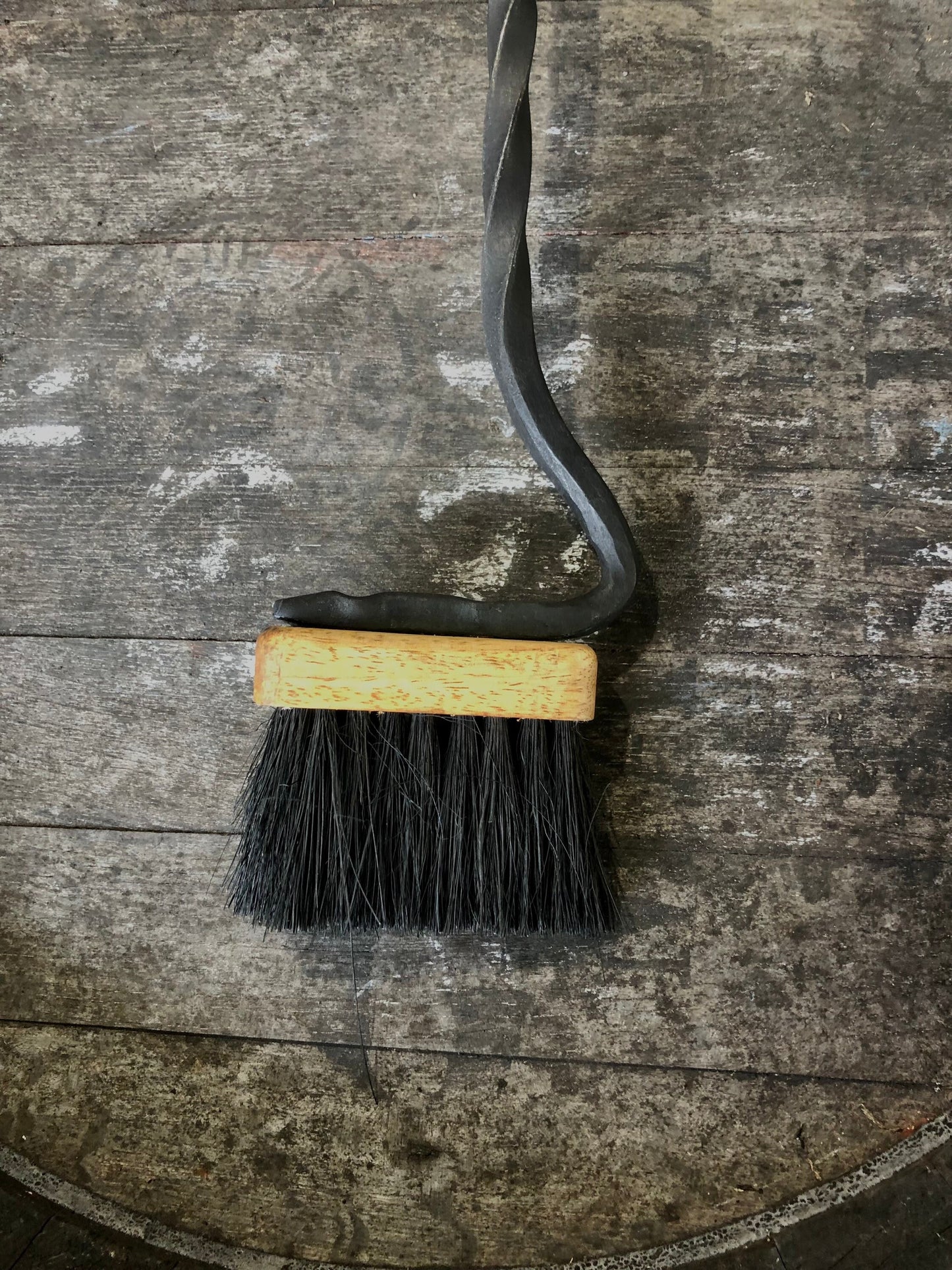 Hand forged fireplace brush/fire tool/companion set