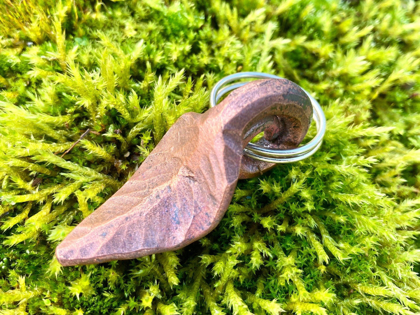 Hand forged leaf keyring/key fob/Blacksmith leaf