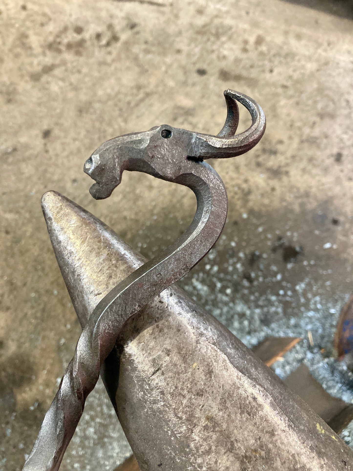 Bull's head fire poker/Blacksmith Fire pit tool/Hand forged