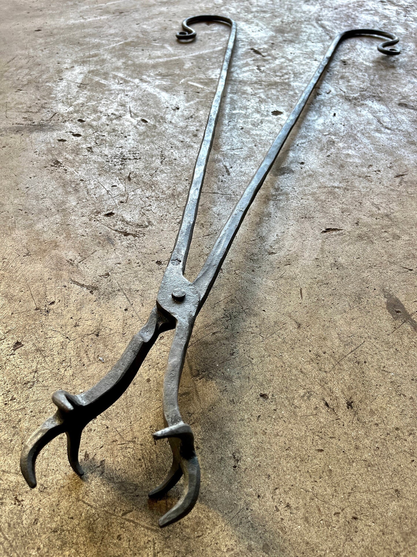 Large Fire pit/fireplace tongs. Heavy duty, forged from solid steel