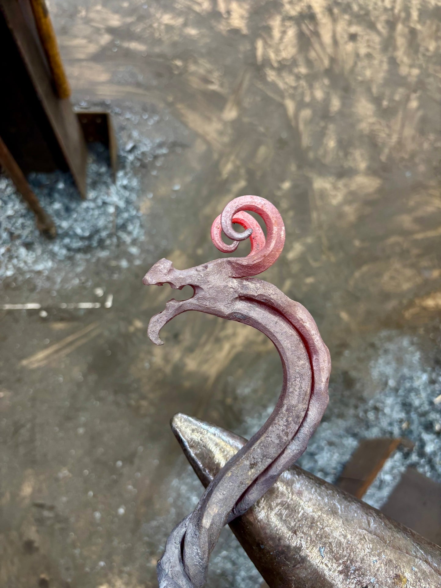 Dragon fire poker/Hand forged/Blacksmith Fire pit tool