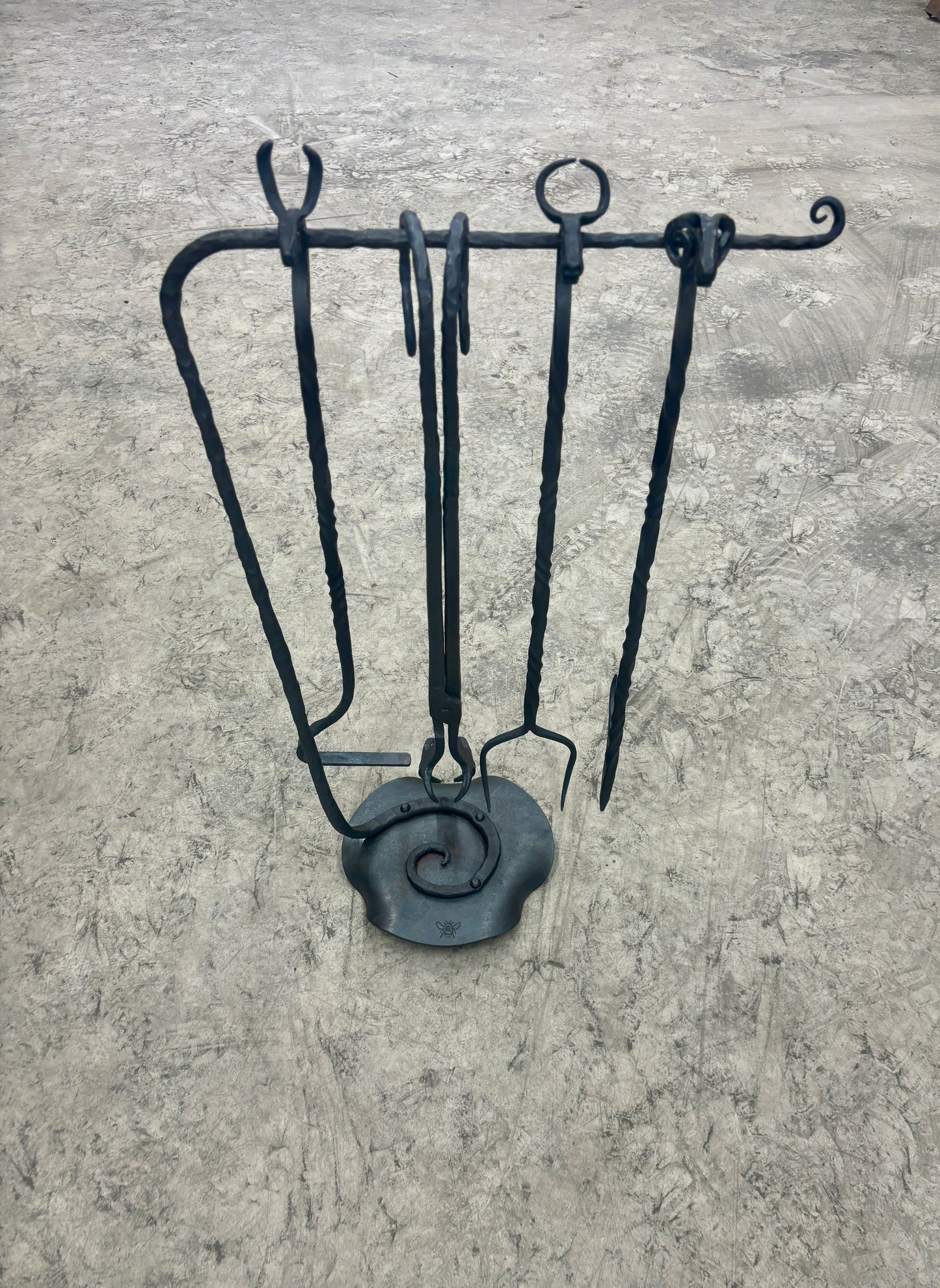 Spiral fire tool/companion set stand (fire tools not included)