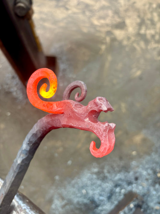 Dragon fire poker/Hand forged/Blacksmith Fire pit tool