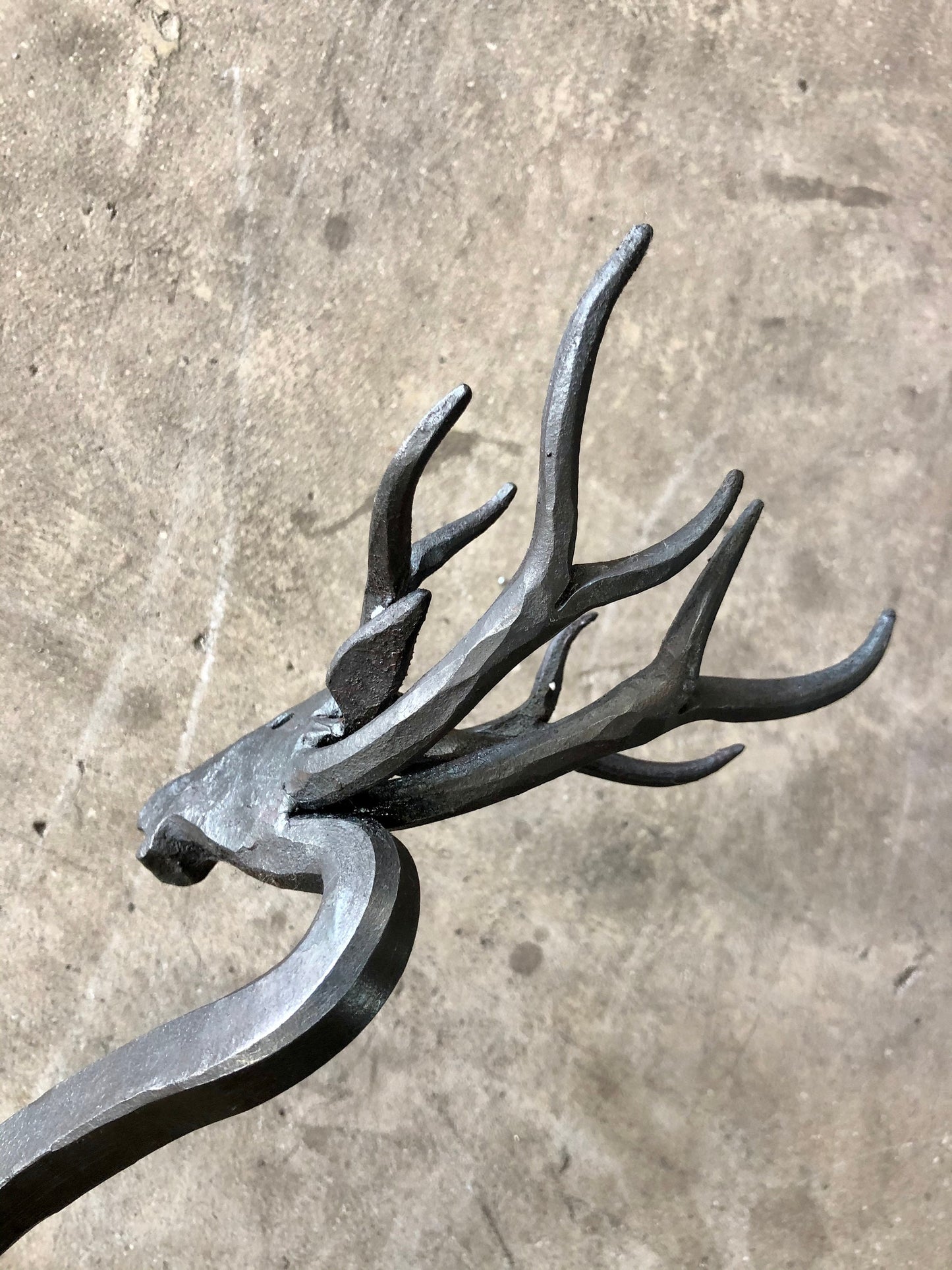 Stag fire poker/blacksmith fire pit tool/hand forged