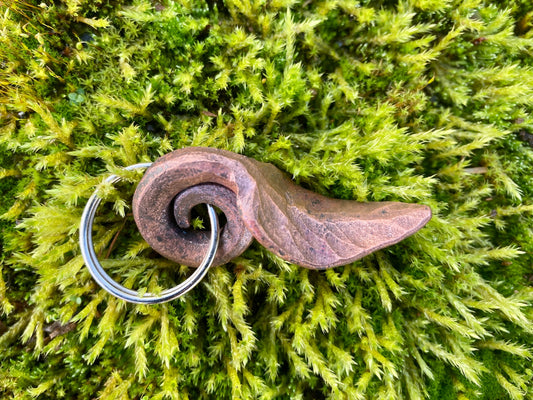 Hand forged leaf keyring/key fob/Blacksmith leaf