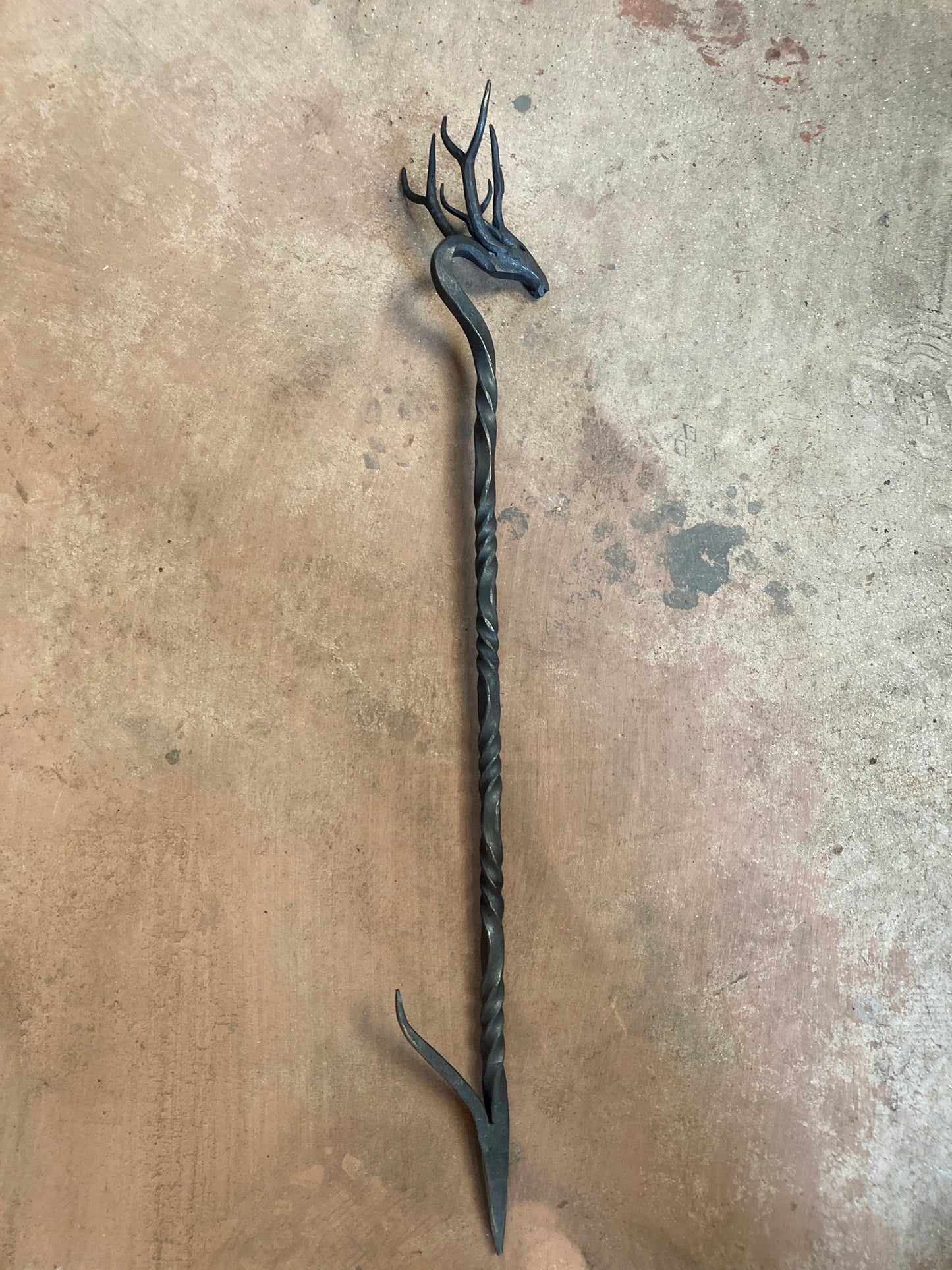 Stag fire poker/blacksmith fire pit tool/hand forged