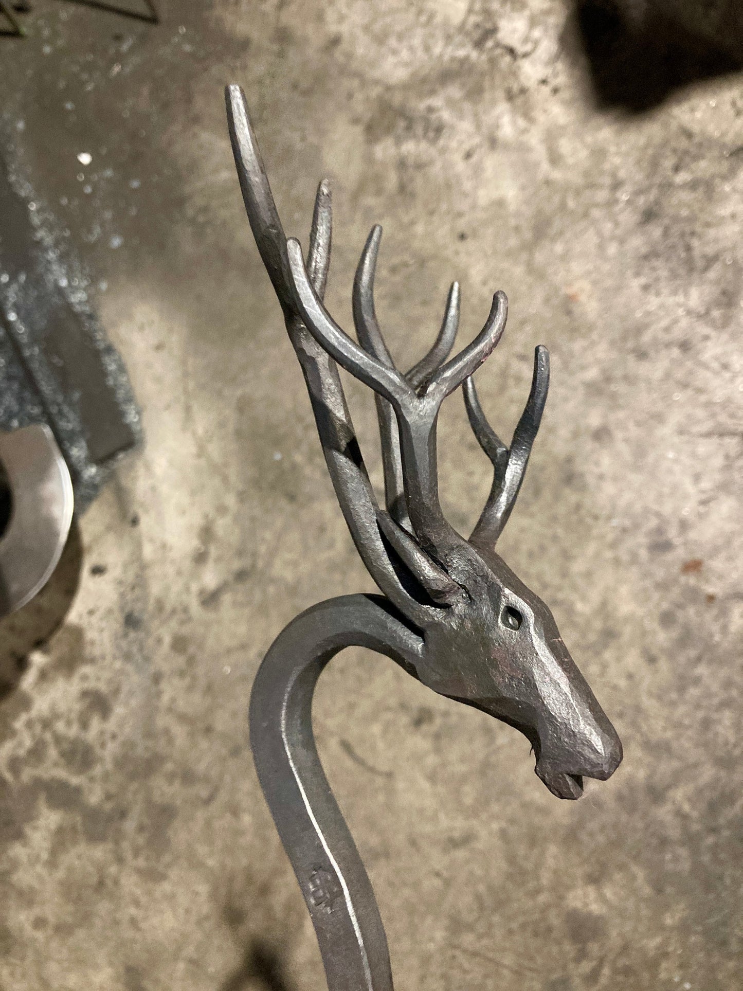 Stag fire poker/blacksmith fire pit tool/hand forged