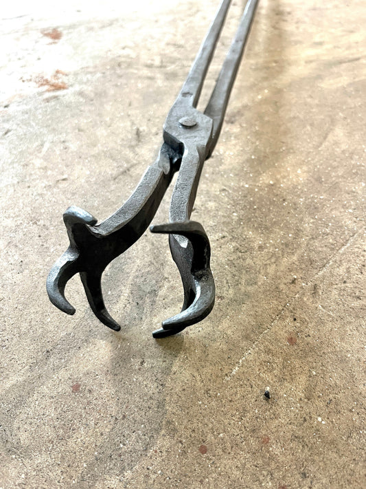 Fireplace tongs. Heavy duty, forged from solid steel