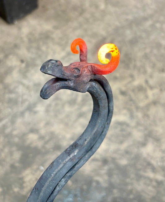 Dragon fire poker/Hand forged/Blacksmith Fire pit tool